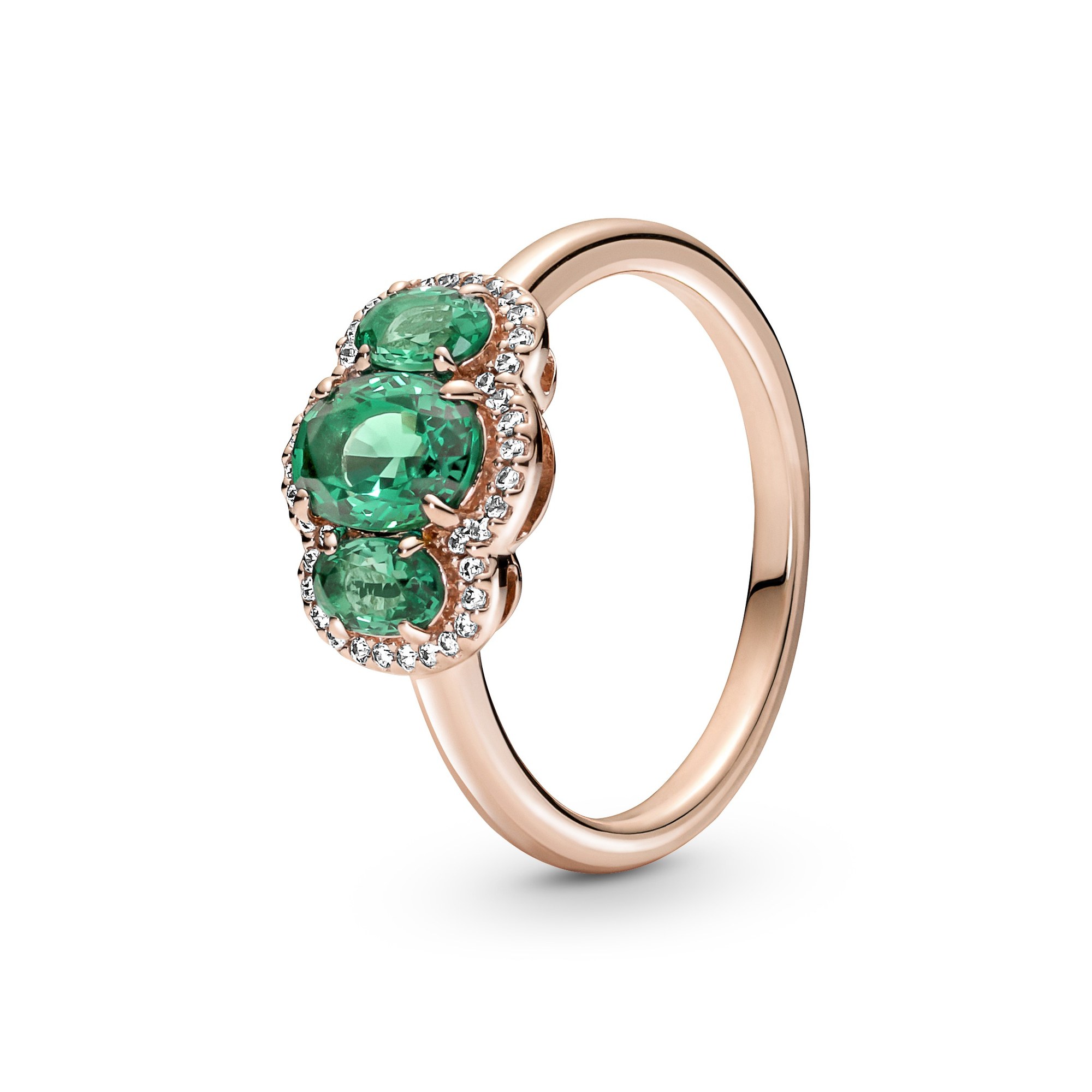 Pandora Ring - Vintage mit drei Steinen - Roségold Vergoldung - Kristall - Bunt
