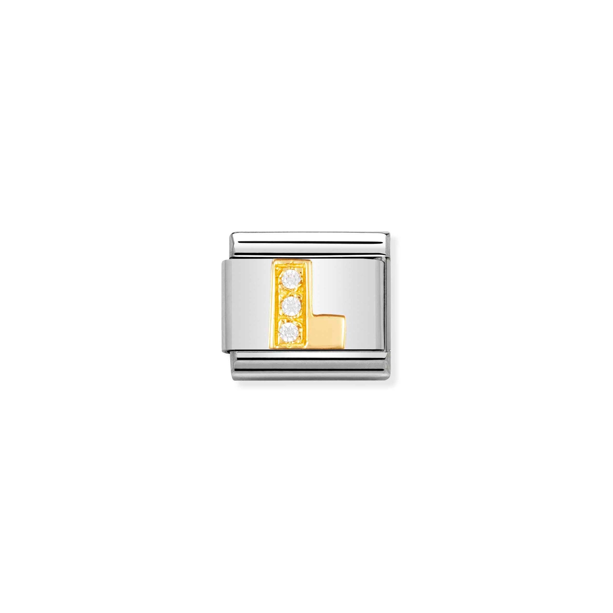 Nomination Composable Classic Charm Buchstabe L - Edelstahl, Gold 750 Gelbgold, Zirkonia