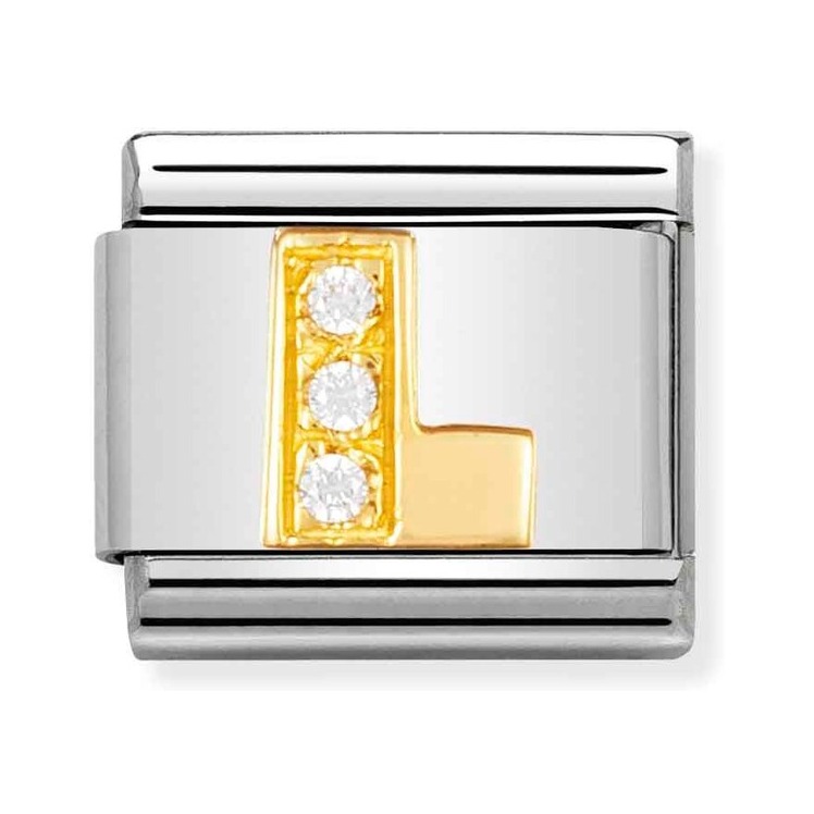 Nomination Composable Classic Charm Buchstabe L - Edelstahl, Gold 750 Gelbgold, Zirkonia