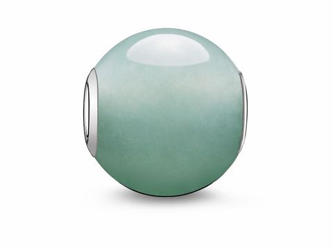 Thomas Sabo Karma Beads K0049-010-6 aus grünem Aventurin mit silbernen Elementen, runde Form in sanften Grüntönen, ideal für individuelle Schmuckgestaltungen.