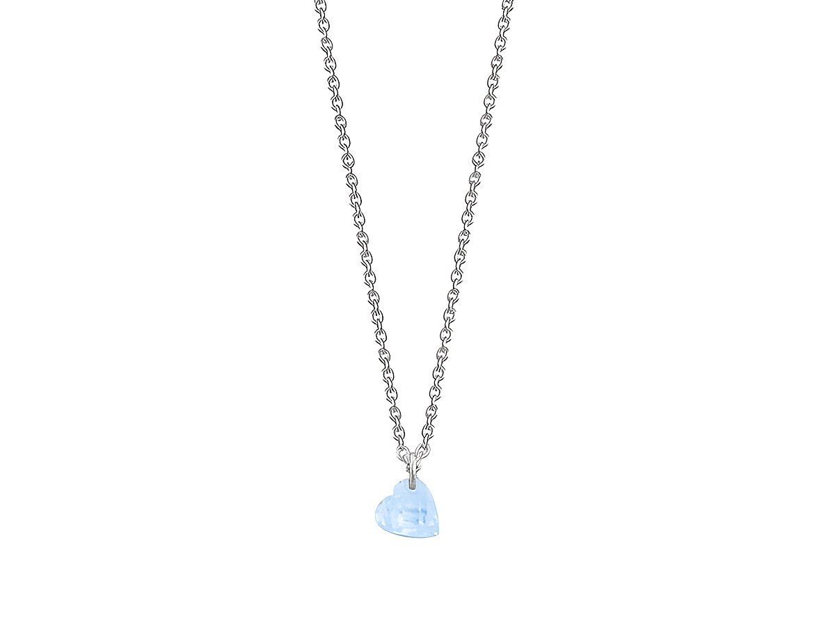 Xenox Sterling Silber Kette XS3607 in 40-45 cm mit einer LOVE STORY Karreekette und einem herzförmigen Anhänger aus bluem Stein, elegante und zeitlose Schmuckstücke für jeden Anlass.