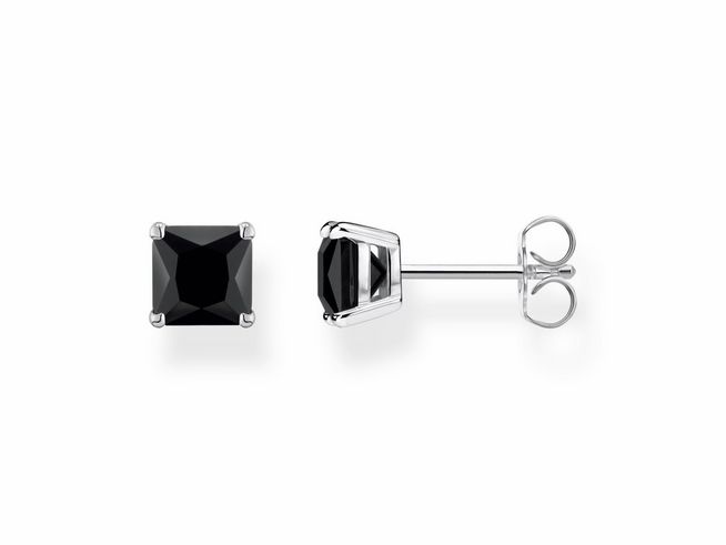 Ohrstecker von Thomas Sabo aus Sterling Silber mit schwarzem Onyx in quadratischer Form, elegant und zeitlos, ideal für jeden Anlass.