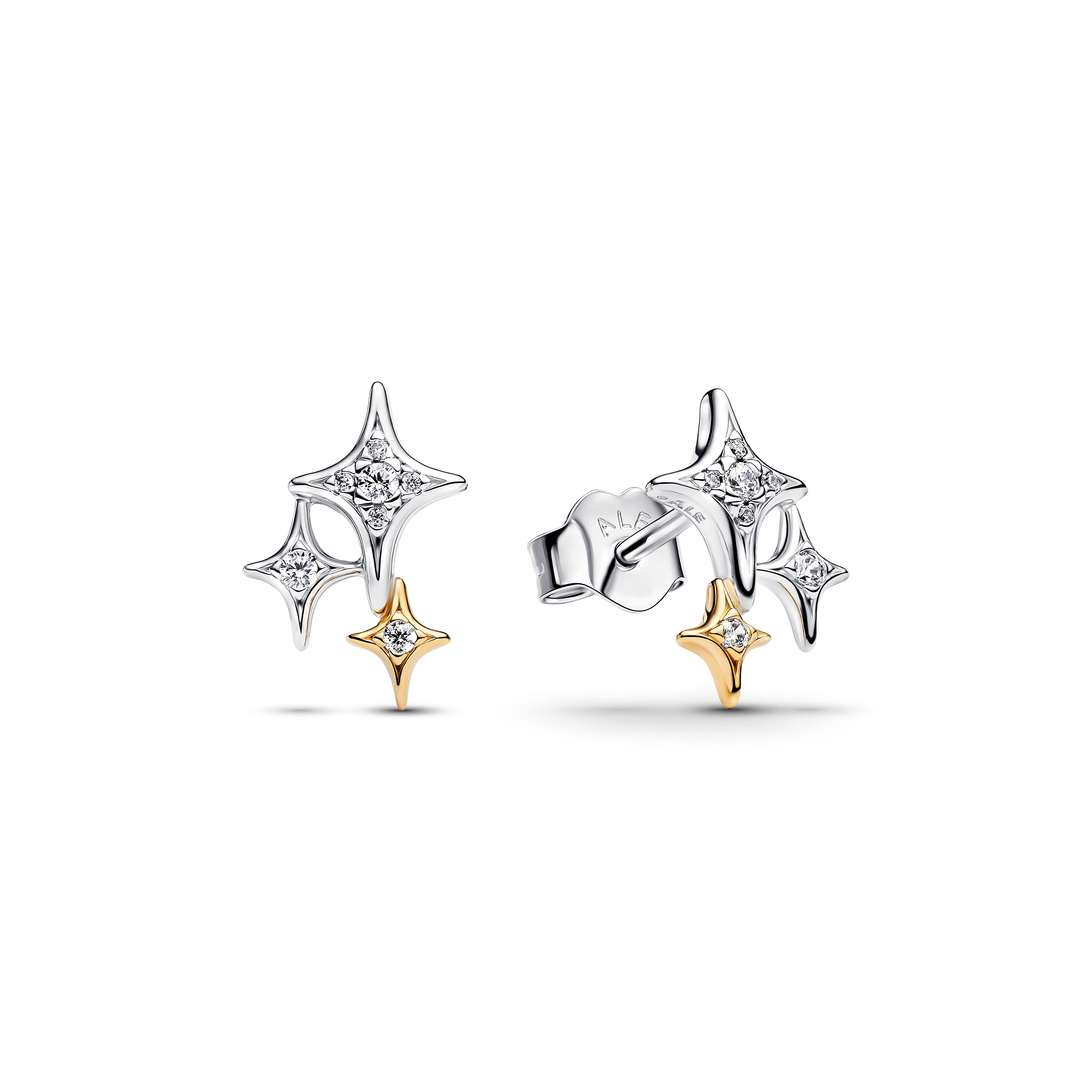 Pandora Moments - Ohrstecker Drei Sterne - Sterling Silber bicolor - 265050C01