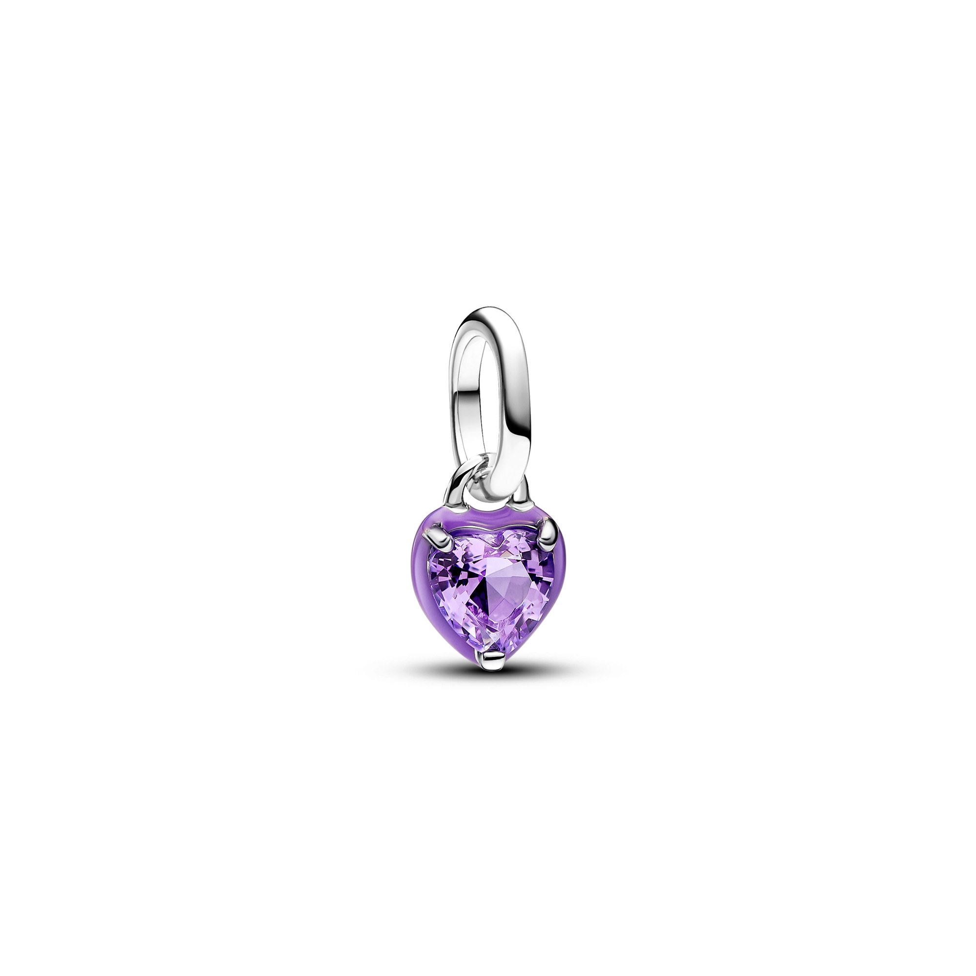 Pandora ME Violettes Chakra-Herz Mini-Charm-Anhänger - Sterling Silber - Zirkonia + Emaille Lila