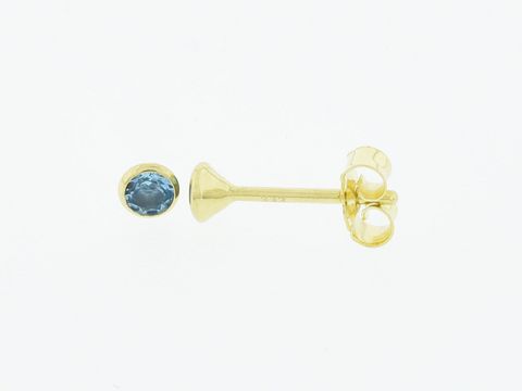 Gold Ohrringe mit einem charmanten Blautopas, Stecker 3,3 mm, aus 333 Gold, Hersteller Juwelier Harnisch, kombiniert mit weiteren edlen Steinen im Kelchdesign.