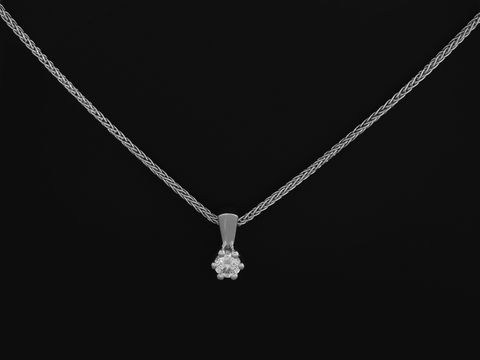 Weißgold Kette mit Anhänger Fuchsschwanz strahlend Brillant 0,15 ct W/Si 45 cm Hersteller Juwelier Harnisch Anhänger mit Kette.