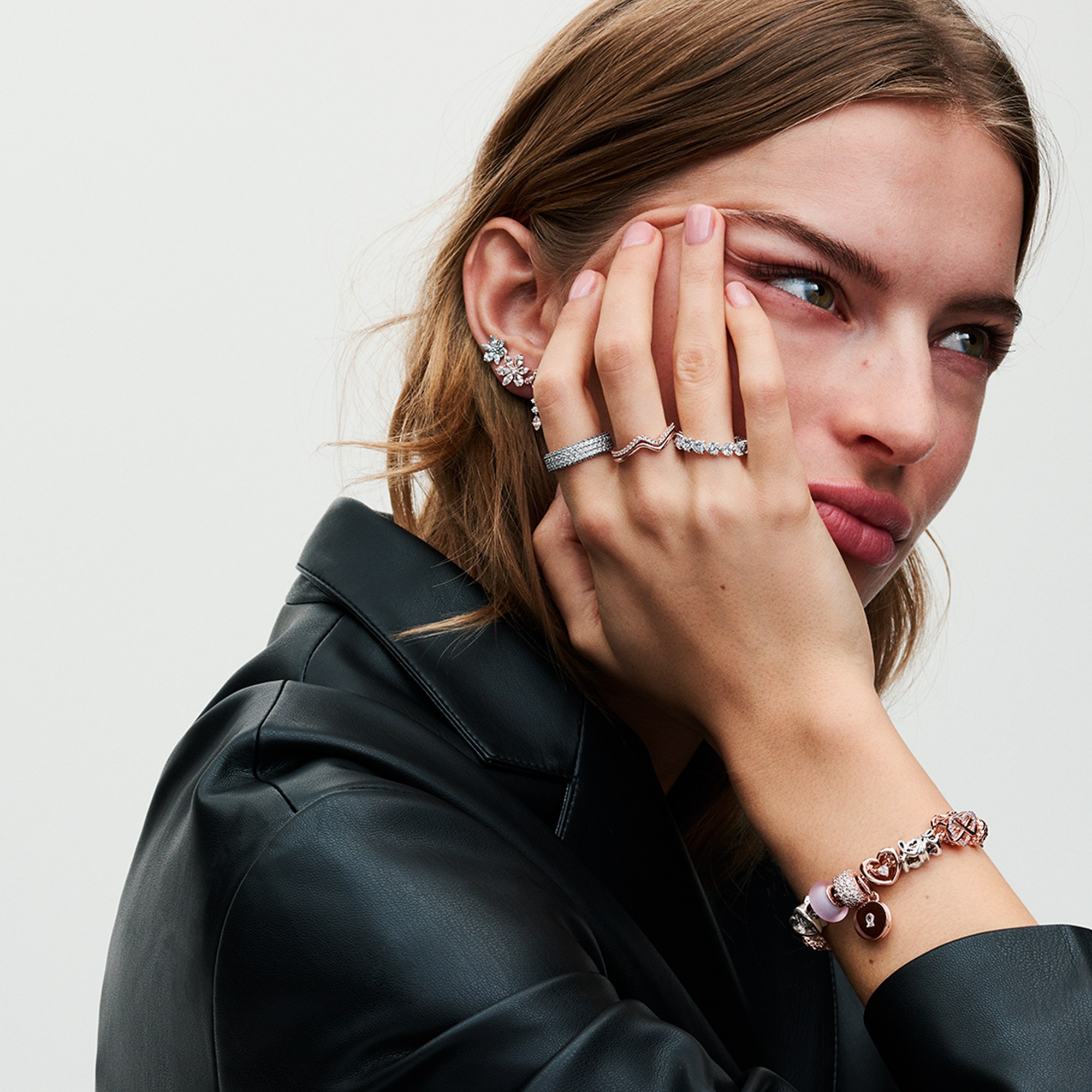 Pandora poliert - Welle Ring - Roségold verg.