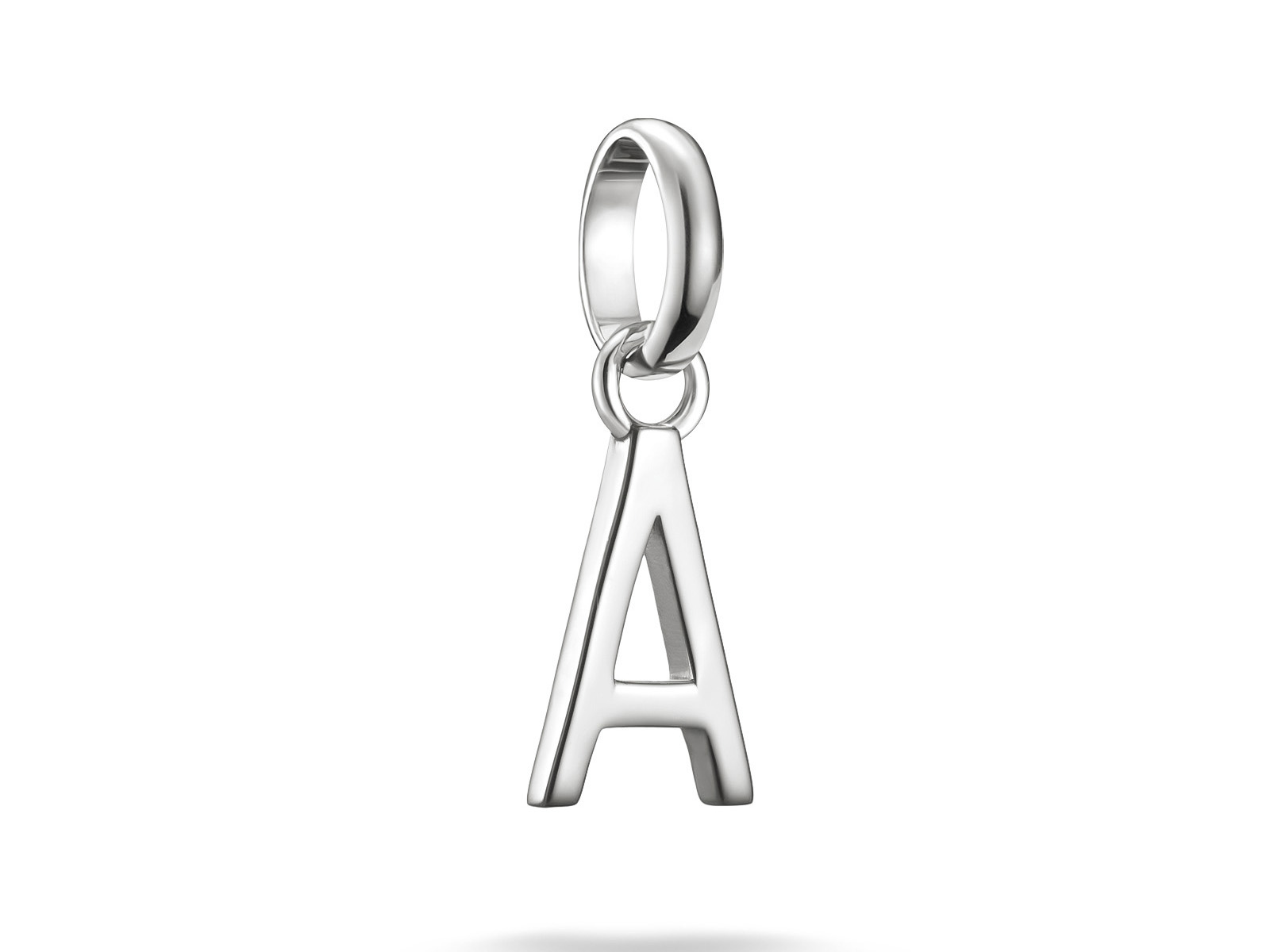 Silberner Charm in Form des Buchstabens A mit Öse von Thomas Sabo, Modell Connect CC1207-001-21, schmal und modern gestaltet, perfekt für individuelle Schmuckstücke im Charm Club.