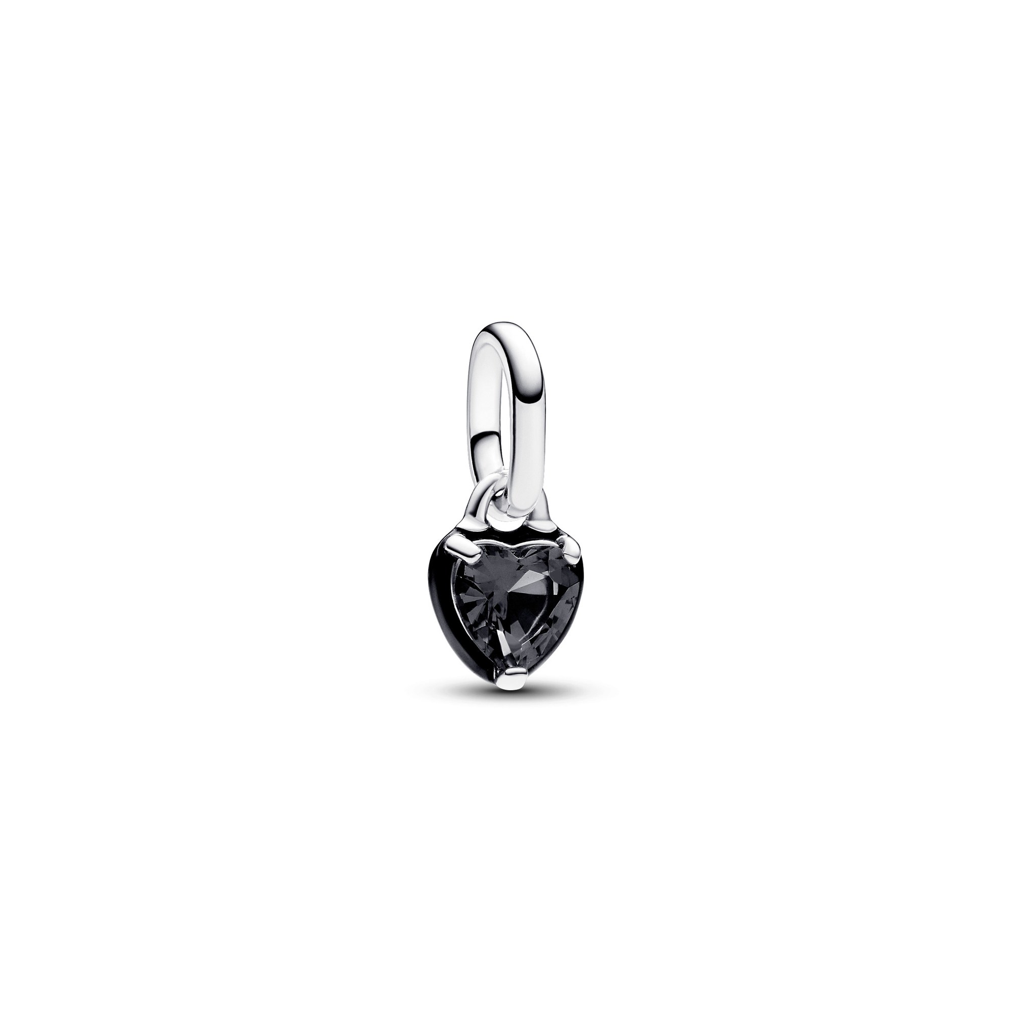 Pandora ME Schwarzer Chakra-Herz-Mini-Anhänger - Sterling Silber - Kristall + Emaille Schwarz