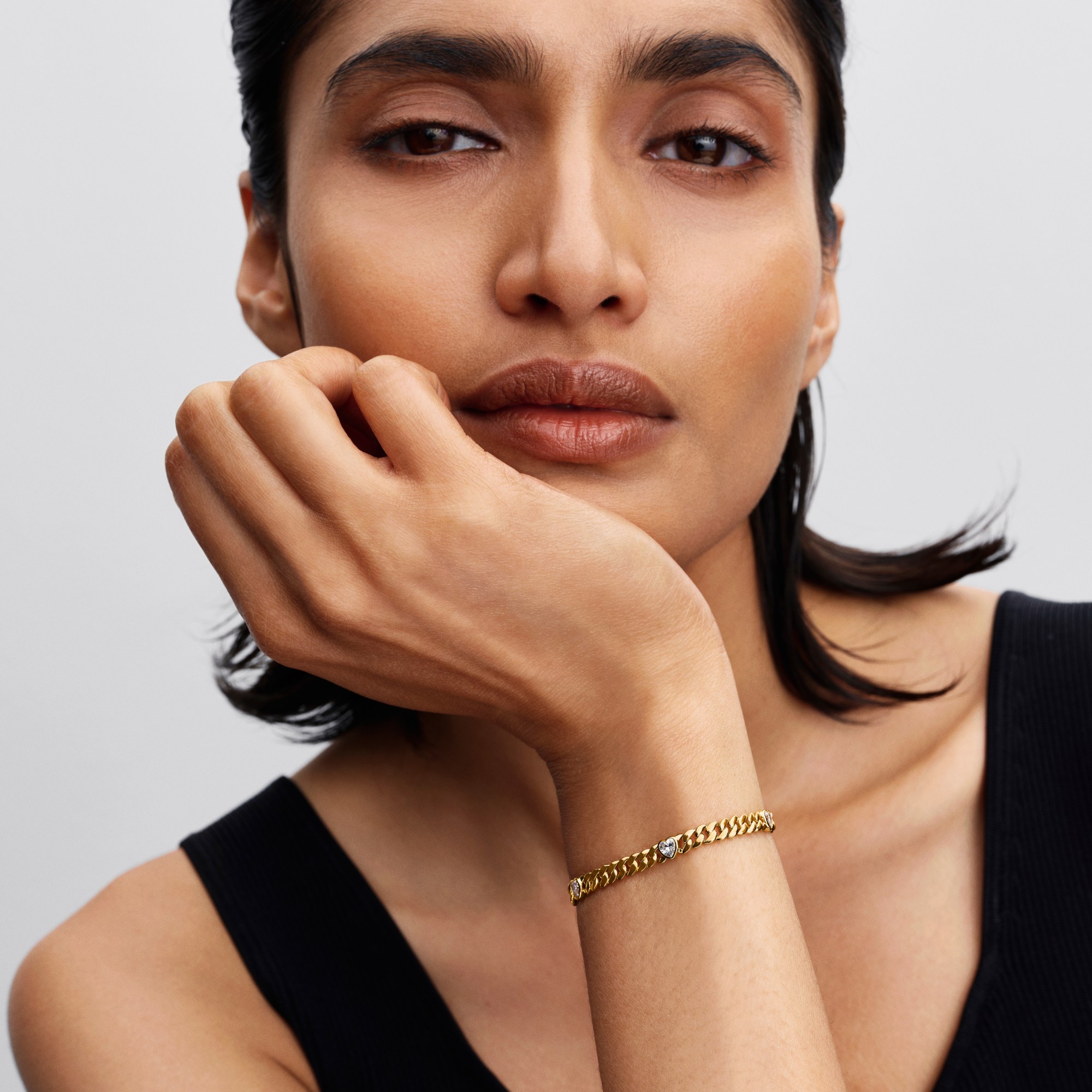 Pandora Herz Cuban-Panzerarmband - Gelbgold Vergoldung - Zirkonia – Ansicht 3