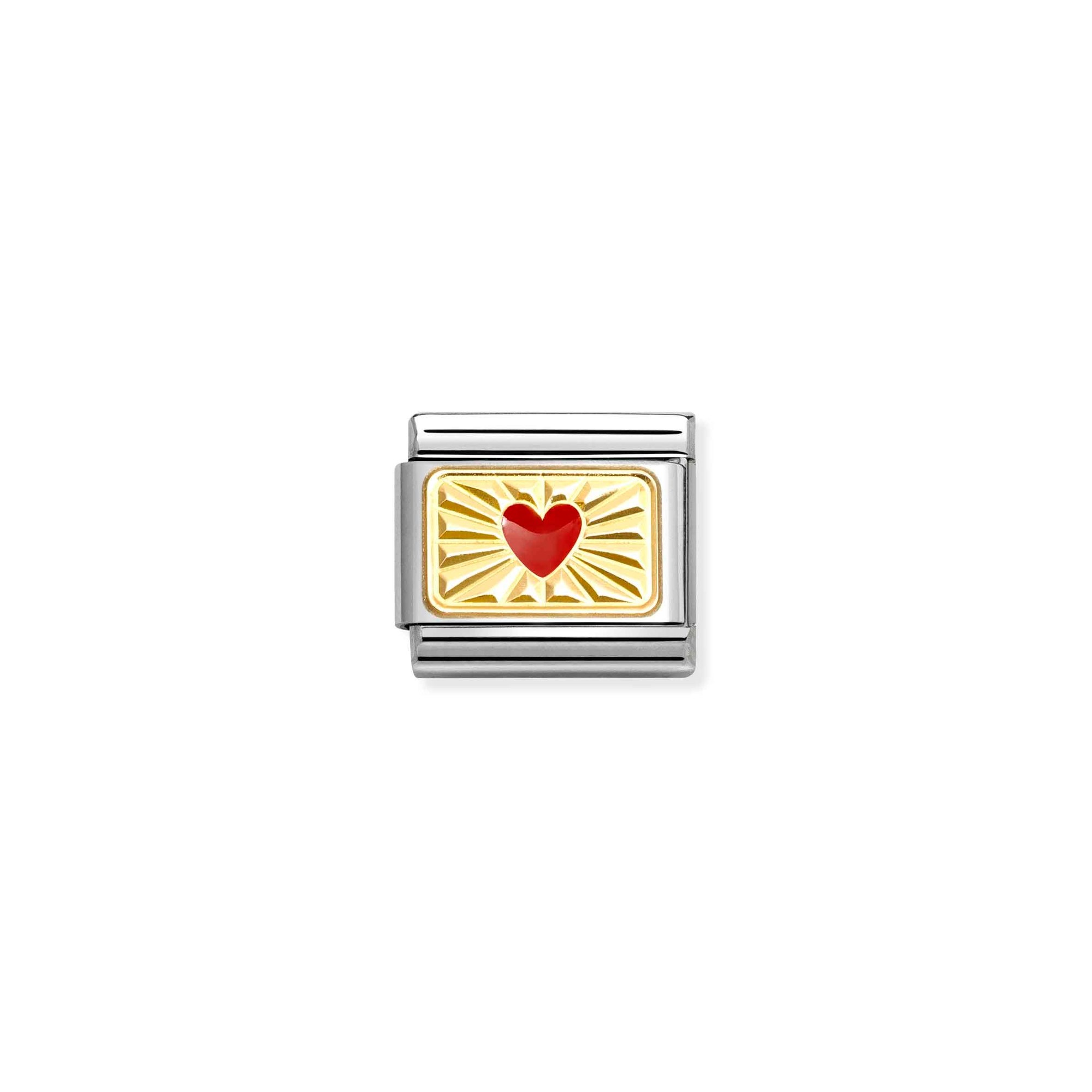 Nomination Composable Classic Charm Glitzerherz rot - Edelstahl, Gold 750, Emaille