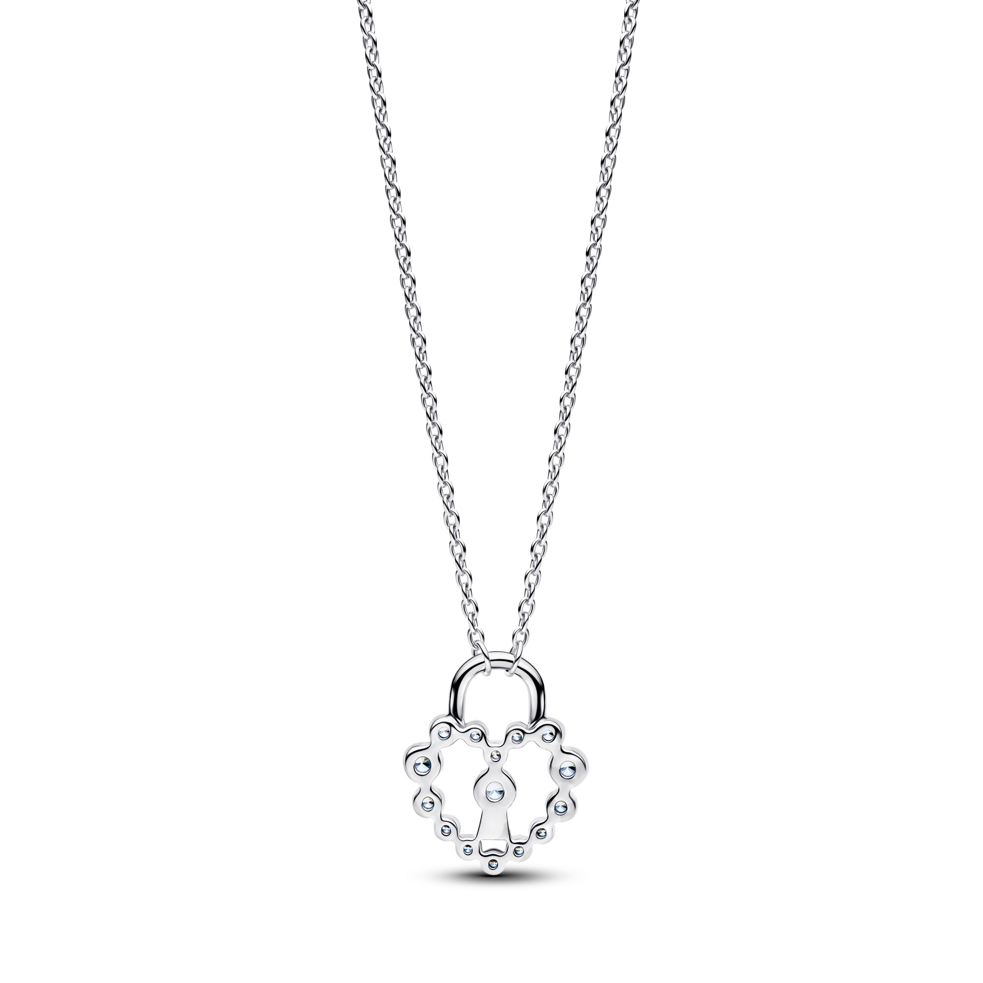 Pandora Funkelnde Herz Vorhängeschloss Anhänger Halskette - Silber - Zirkonia - 50 cm – Ansicht 3