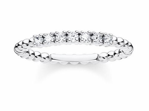 Silberner Ring von Thomas Sabo TR2323-051-14-56 in Größe 56 mit klaren Zirkonia-Steinen, der elegantes Design und hochwertigen Schmuck vereint. Ideal für jeden Anlass.