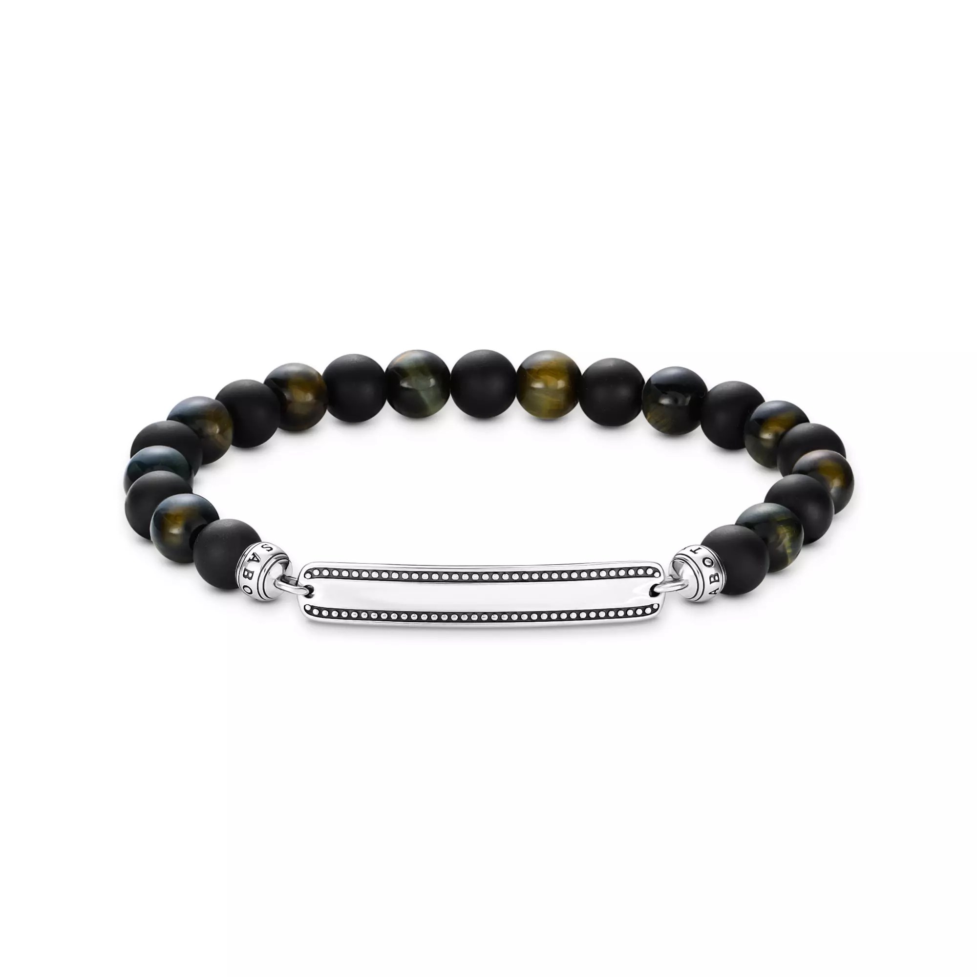 Thomas Sabo Gravur-Armband Obsidian und Tigerauge – 17 cm – Ansicht 2