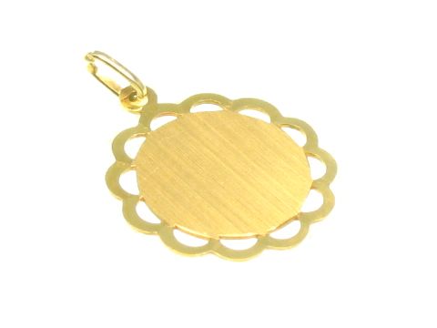 Lockerer Rand-Gravurplatte aus Gold 585 mit einem Durchmesser von 21 x 17 mm, hergestellt von Juwelier Harnisch, ideal für persönliche Gravuren.