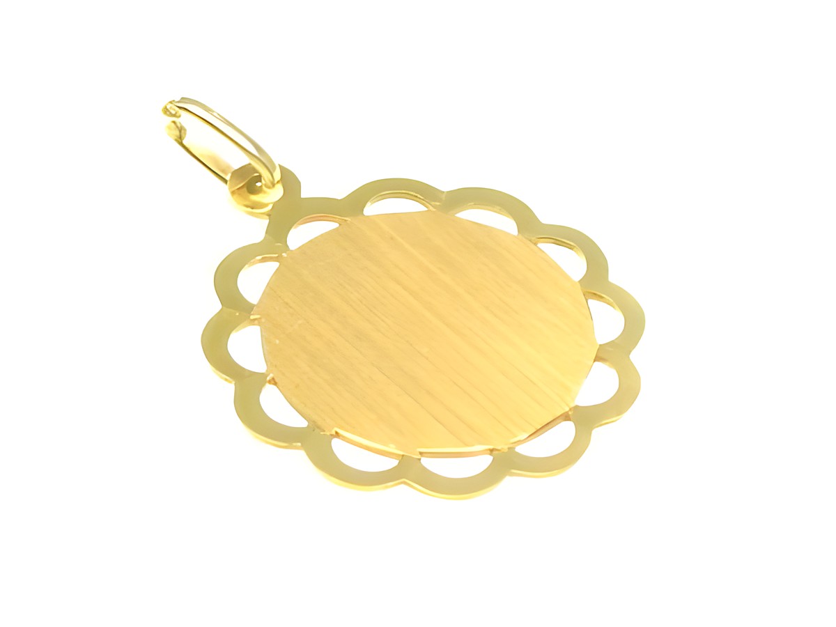 Lockerer Rand-Gravurplatte aus Gold 585 mit einem Durchmesser von 21 x 17 mm, hergestellt von Juwelier Harnisch, ideal für persönliche Gravuren.