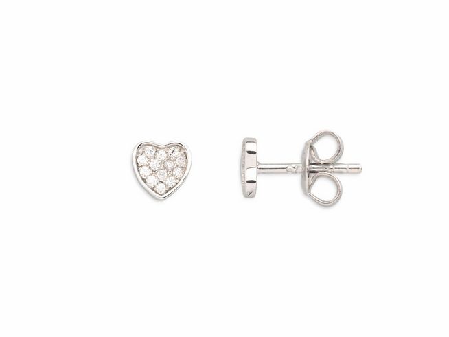 Xenox Sterling Silber Ohrringe XS3414N LOVE STORY-OS Herz in glänzendem Silber mit funkelnden Zirkonia, idealer Ohrschmuck für romantische Anlässe.