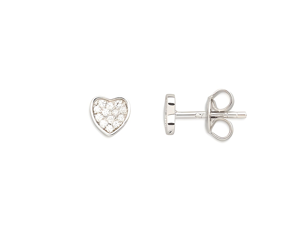 Xenox Sterling Silber Ohrringe XS3414N LOVE STORY-OS Herz in glänzendem Silber mit funkelnden Zirkonia, idealer Ohrschmuck für romantische Anlässe.
