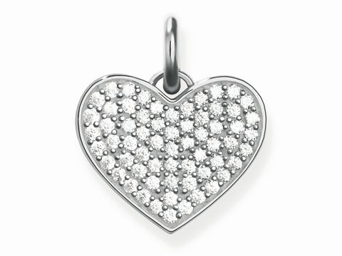 Herzanhänger aus Silber von Thomas Sabo, Modell LBPE0022-051-14, mit funkelnden Zirkonia-Steinen besetzt, ideal für persönliche Gravuren.