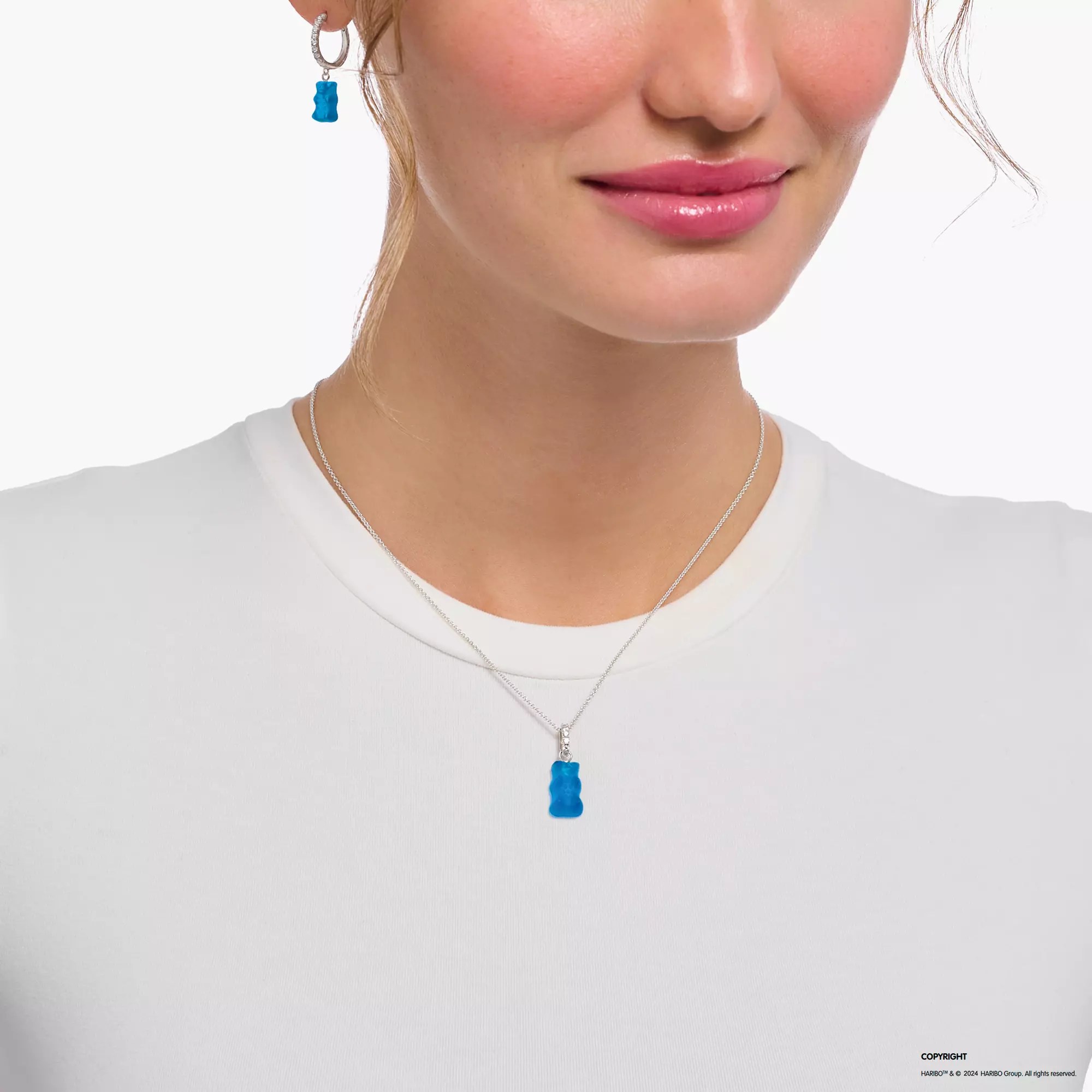 Thomas Sabo Kette - HARIBO - Goldbär - Gummibärchen - Blau- Silber & Glas & Zirkonia - Blau- 40 bis 45 cm – Ansicht 3