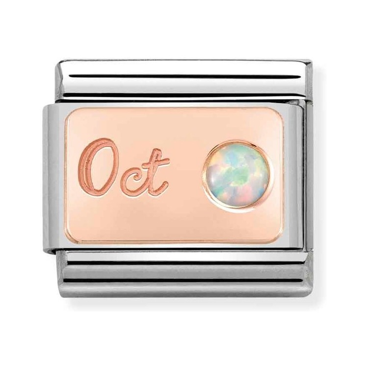 Nomination Composable Classic Charm Monatsstein Oktober Opal - Edelstahl, Gold 375 Roségold