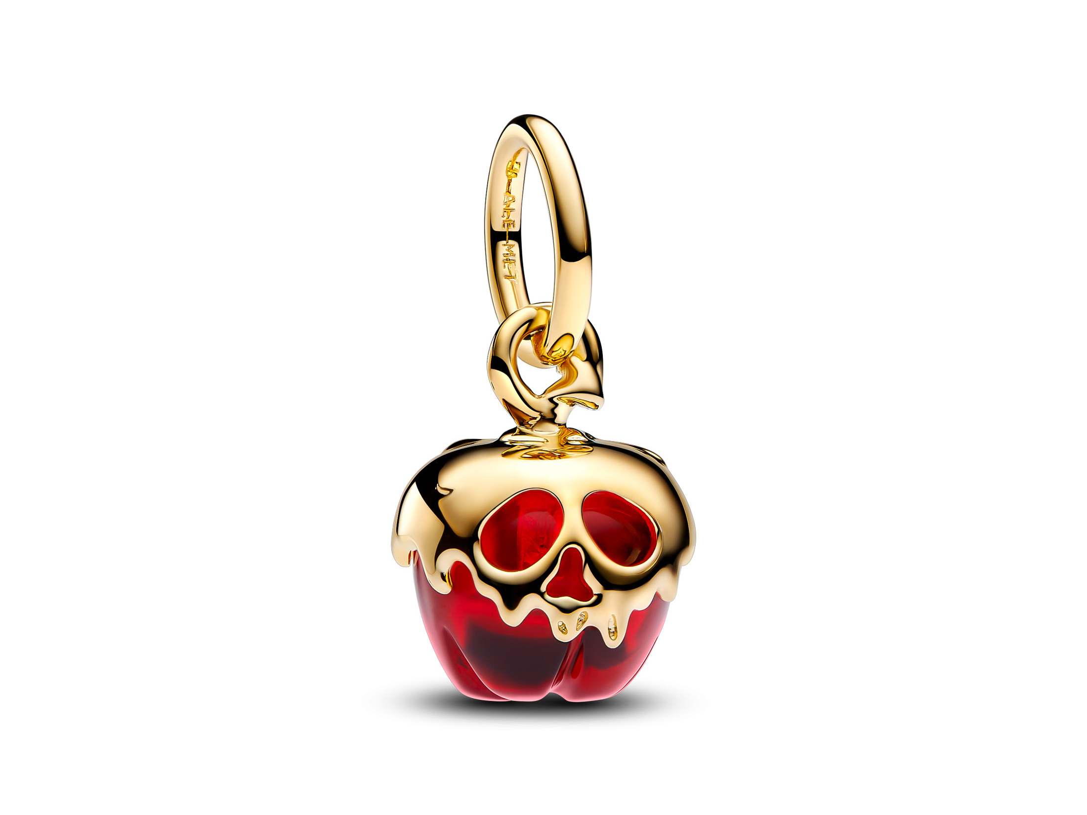 Pandora 763421C01 Disney Villains Evil Queen - böse Königin - vergifteter Apfel charm Charm von Pandora mit dem Design eines vergifteten Apfels, in glänzendem Gold und rotem Glas, inspiriert von der bösen Königin aus Disney. Ideal für Sammler und Fans.