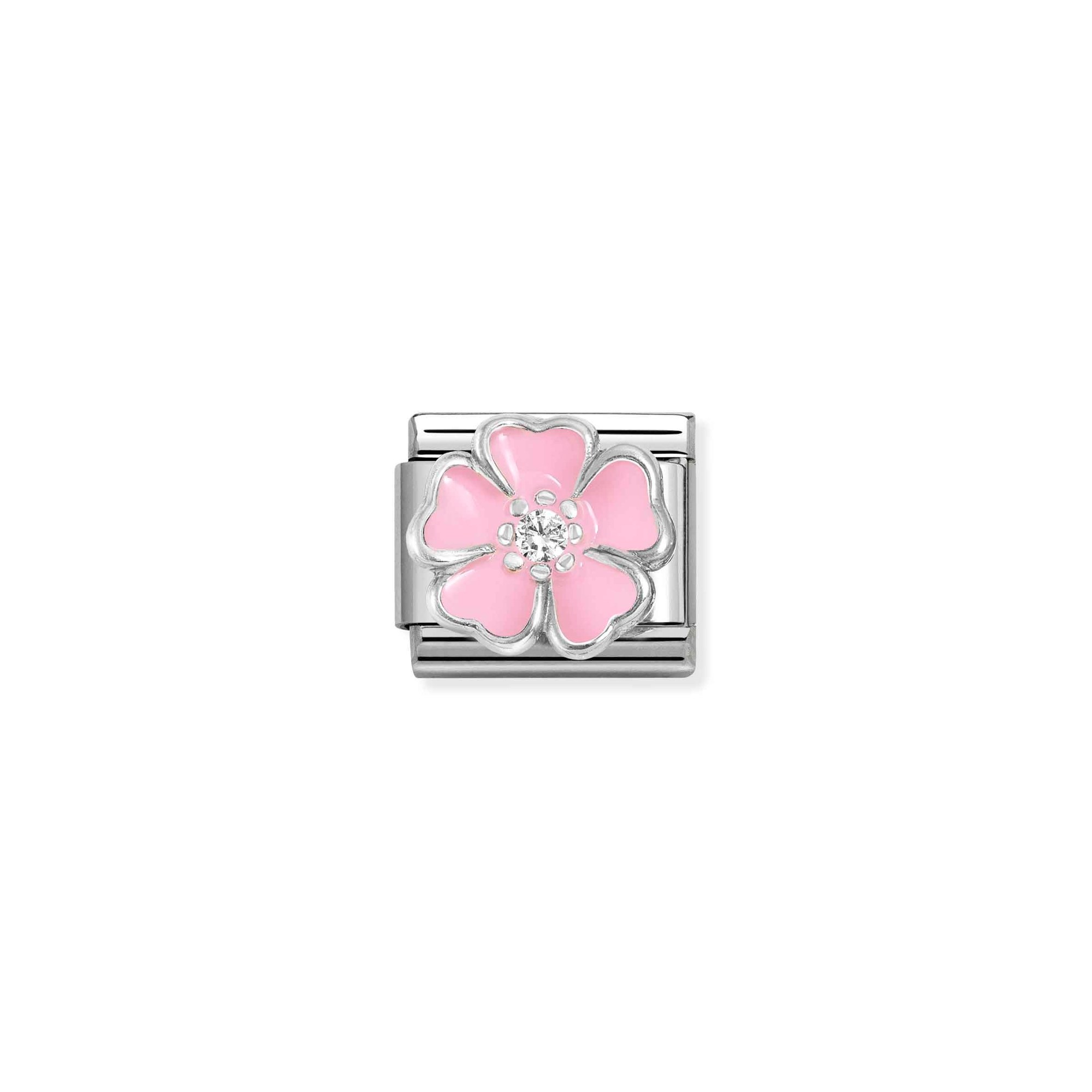 Nomination Composable Classic Charm Pfirsichblüte rosa - Edelstahl, Sterling Silber, Emaille