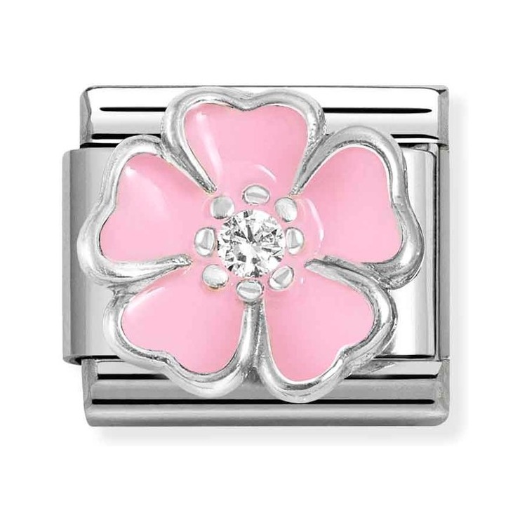 Nomination Composable Classic Charm Pfirsichblüte rosa - Edelstahl, Sterling Silber, Emaille