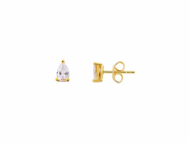 Zwei Xenox Sterling Silber Ohrringe XS6073G mit fancy cut, in Gelbgold vergoldet, eine tropfenförmige Gestaltung und ein schlichter Stecker, elegant und hochwertig.