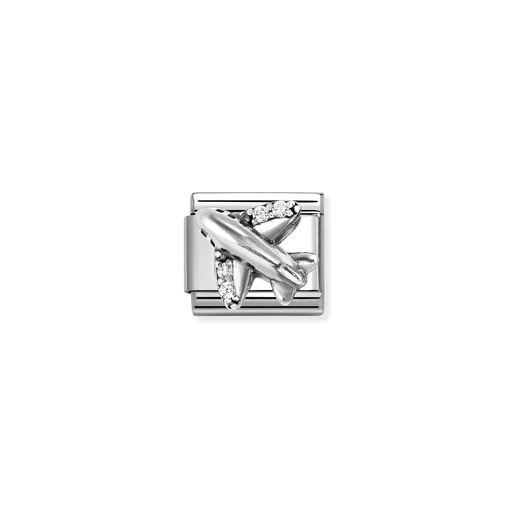 Nomination Composable Classic Charm Flugzeug - Edelstahl, Sterling Silber, Zirkonia – Ansicht 2
