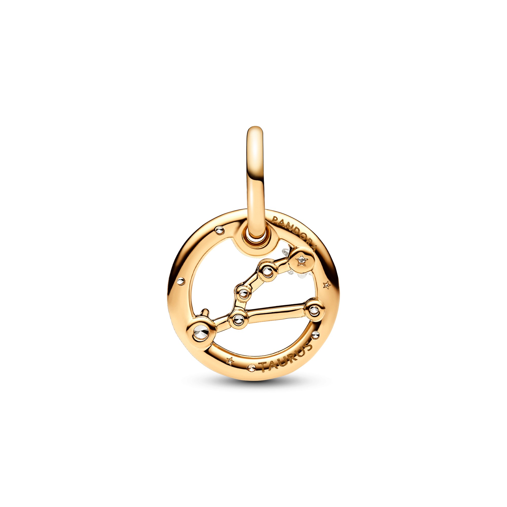 Pandora Sternzeichen Stier Charm-Anhänger - Gelbgold Vergoldung - Zirkonia – Ansicht 3