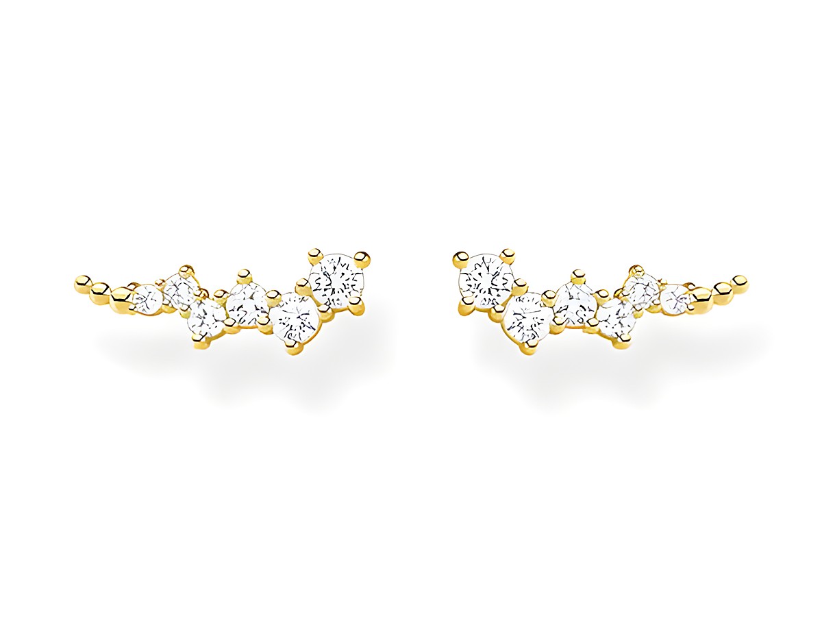 Ohrkletterer aus der Thomas Sabo Charming Collection H2157-414-14 in Silber und Gelbgold, besetzt mit klaren Zirkonia, elegant und modern im Design. Ideal für jeden Anlass.