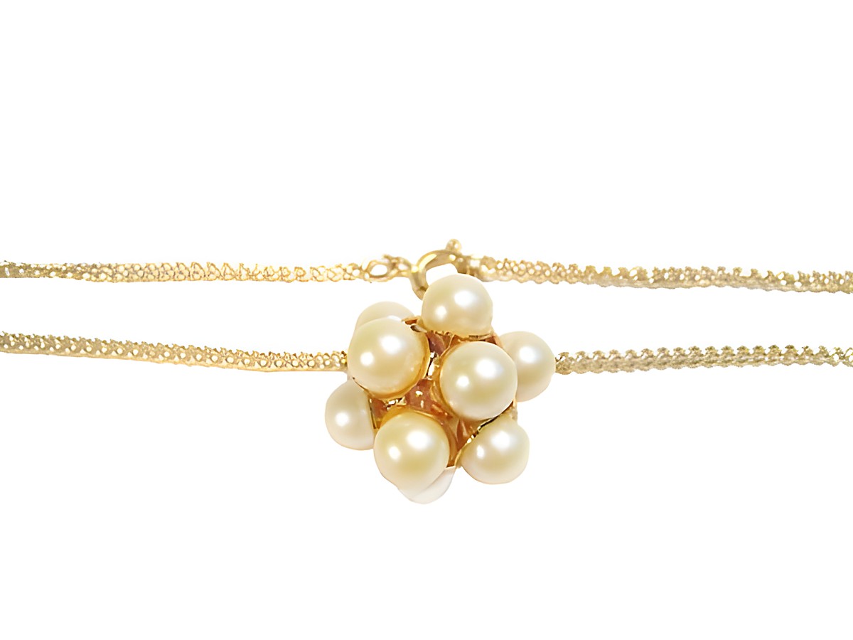City Kette goldfarben 56 cm lang im Perlen-Look, ausgestattet mit einem stilvollen Anhänger, hergestellt von Juwelier Harnisch, elegantes Set für einen besonderen Anlass.