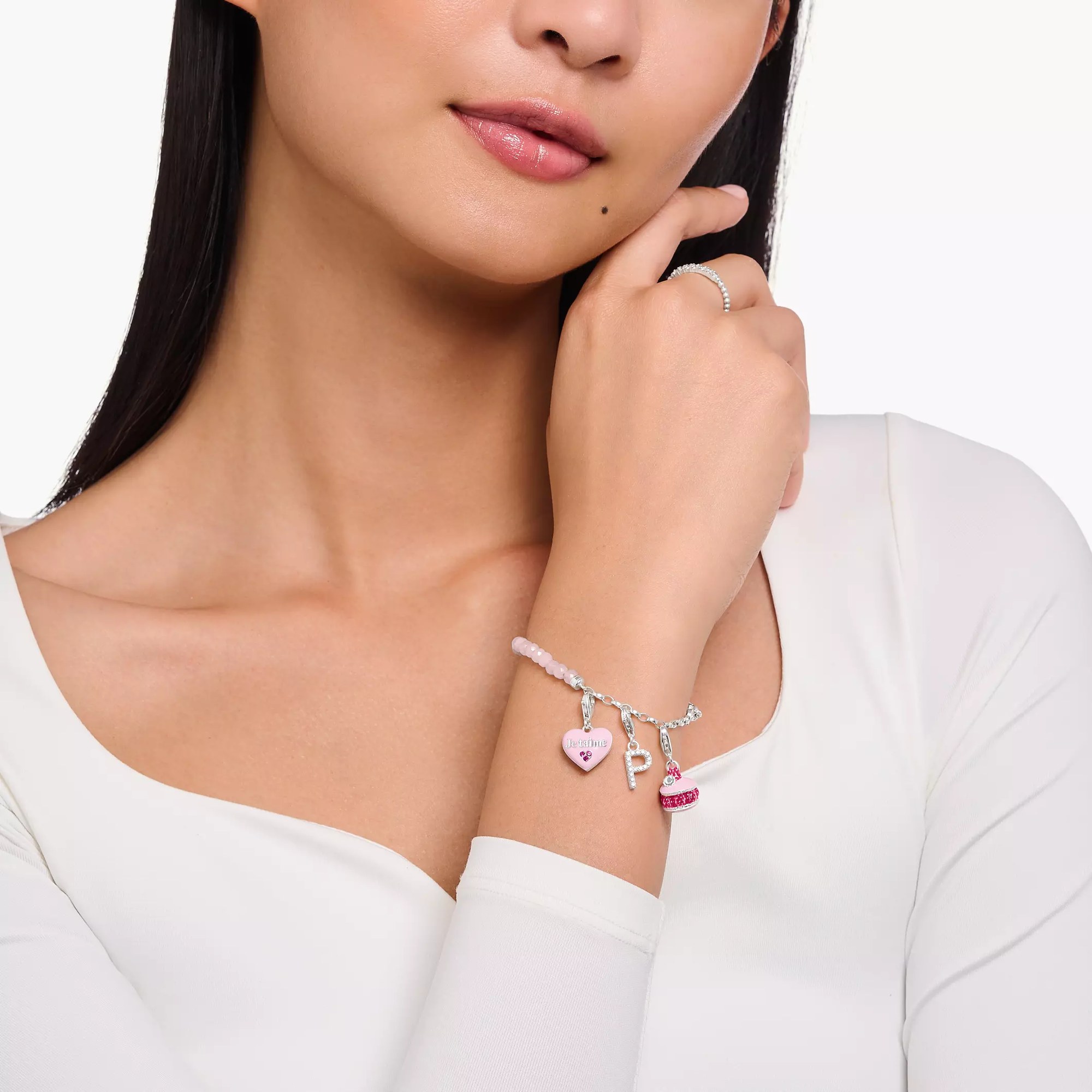 Thomas Sabo Charm-Anhänger - funkelnder Buchstabe G - Silber & Zirkonia - Weiß – Ansicht 2