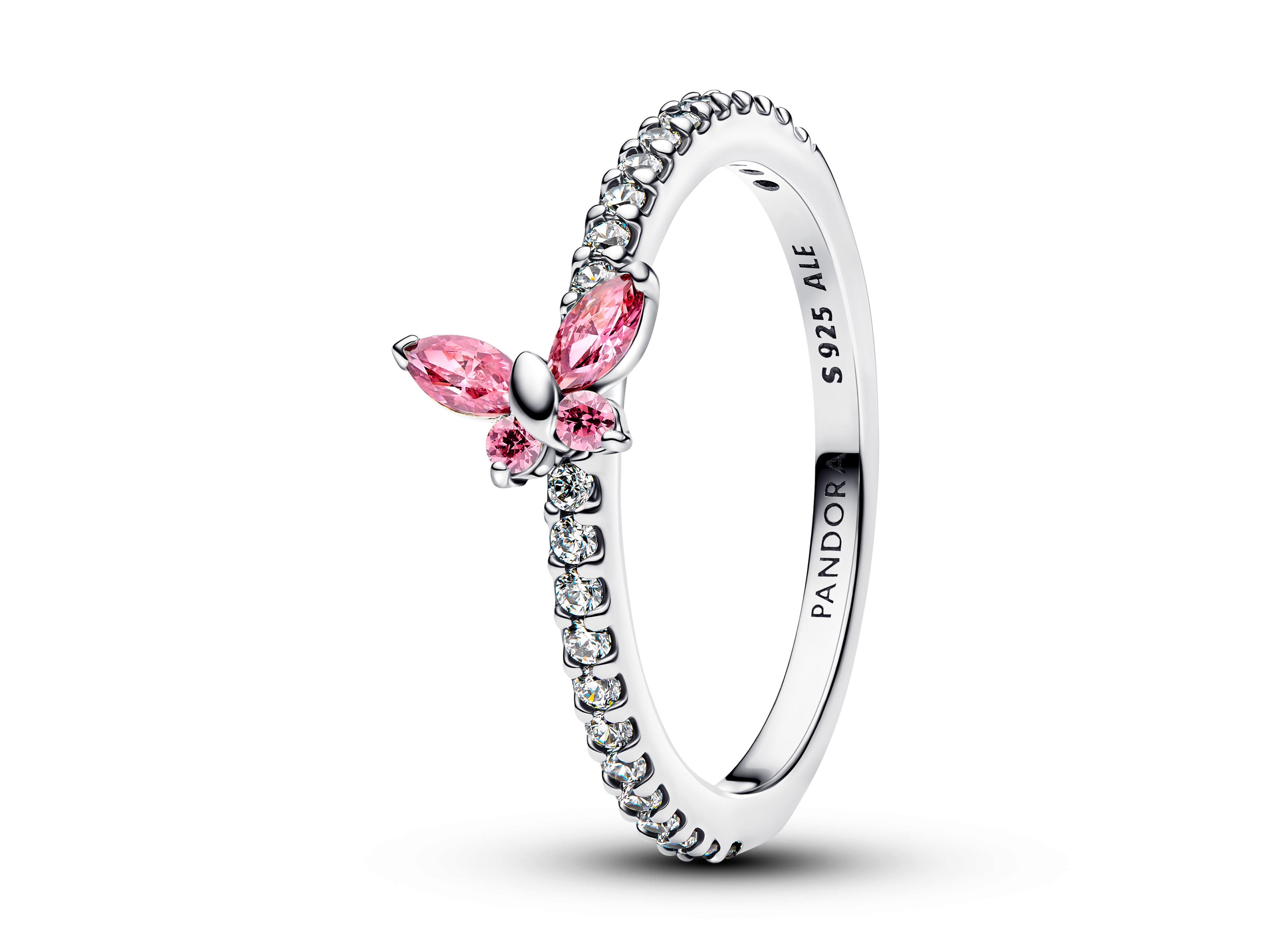 Pandora 194269C02-60 - Glitzernder Schmetterling Ring - Sterling Silber - Zirkonia Pink - Gr. 54