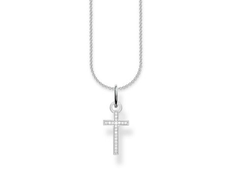 Hochwertige Thomas Sabo SCKE150301 Kette mit Anhänger in Silber, 38-42 cm, mit einem funkelnden Kreuz-Anhänger, ideal für Damen und für jeden Anlass geeignet.