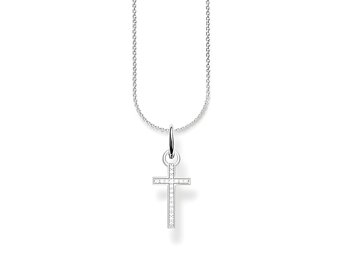 Hochwertige Thomas Sabo SCKE150301 Kette mit Anhänger in Silber, 38-42 cm, mit einem funkelnden Kreuz-Anhänger, ideal für Damen und für jeden Anlass geeignet.