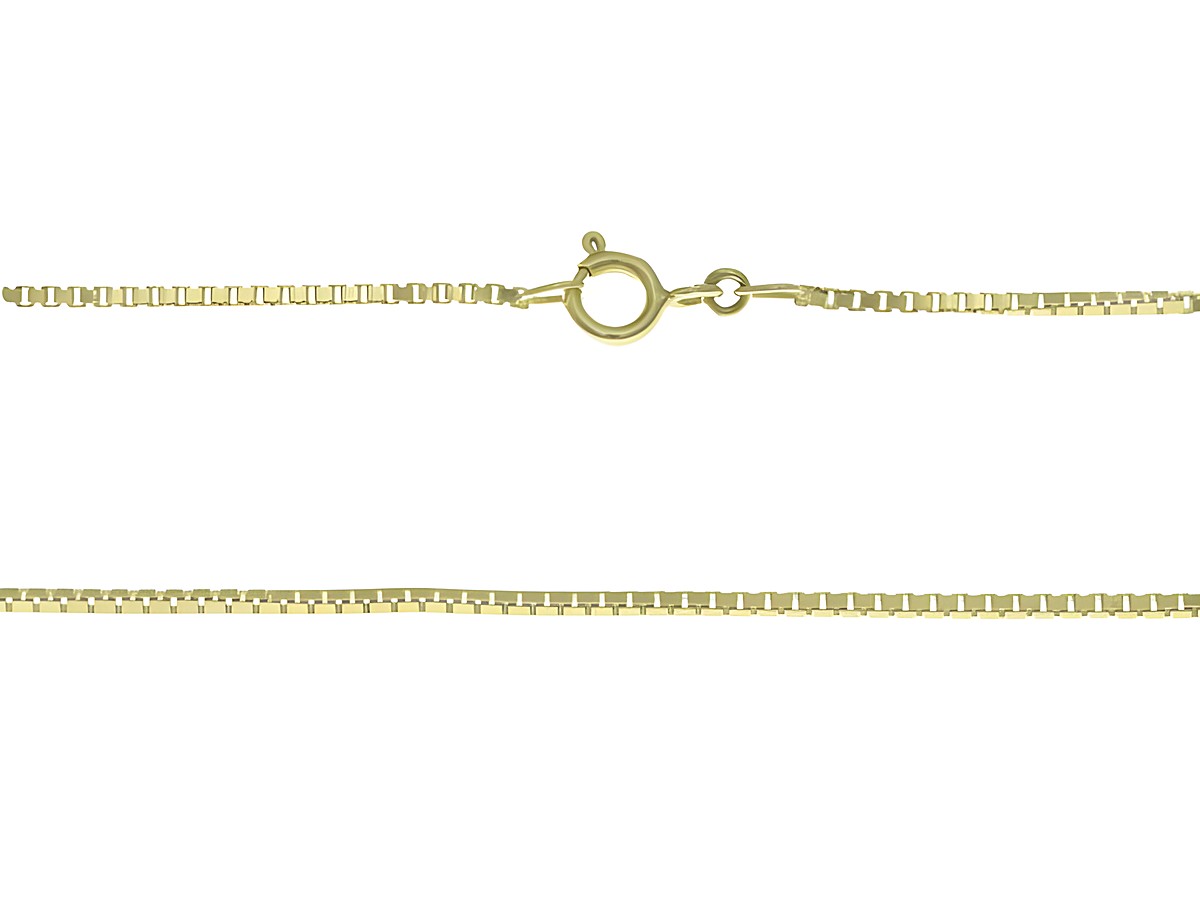 Veneziakette aus 585 Gelbgold in den Stärken 1,3 x 1,3 mm und Längen von 59 cm und 69 cm, mit einem sicheren Karabinerverschluss, Hersteller Juwelier Harnisch.