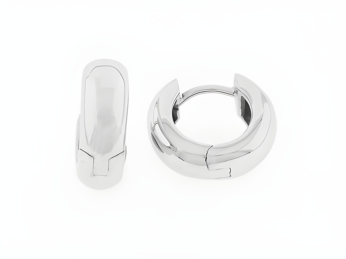 Silber Creolen rhodiniert mit einem Durchmesser von 1,2 cm, hergestellt von Juwelier Harnisch, elegant und zeitlos, ideal für jeden Anlass.