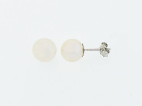 Silber Ohrringe mit Kugel aus Silber, 8 mm Süßwasser Zuchtperle, direkt vom Hersteller Juwelier Harnisch, elegante und zeitlose Ohrstecker für jeden Anlass.