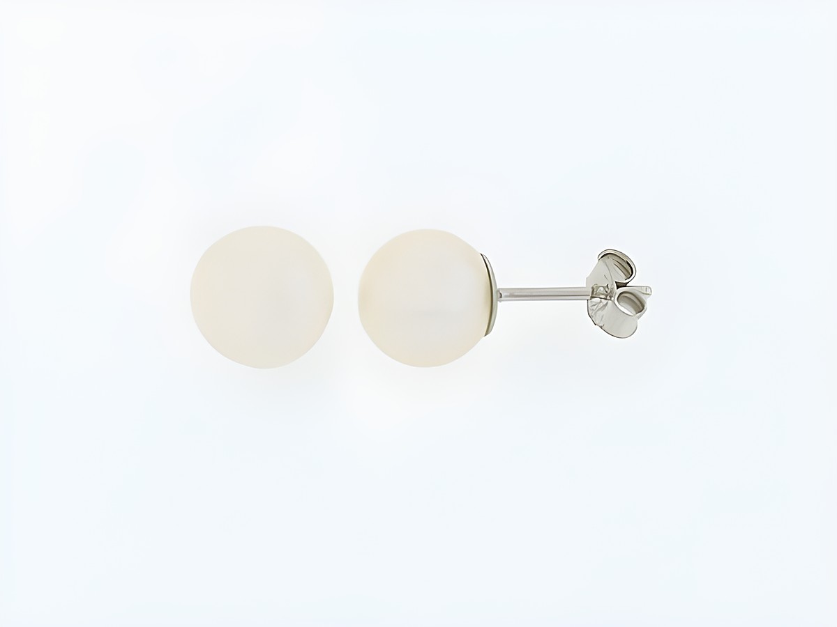 Silber Ohrringe mit Kugel aus Silber, 8 mm Süßwasser Zuchtperle, direkt vom Hersteller Juwelier Harnisch, elegante und zeitlose Ohrstecker für jeden Anlass.