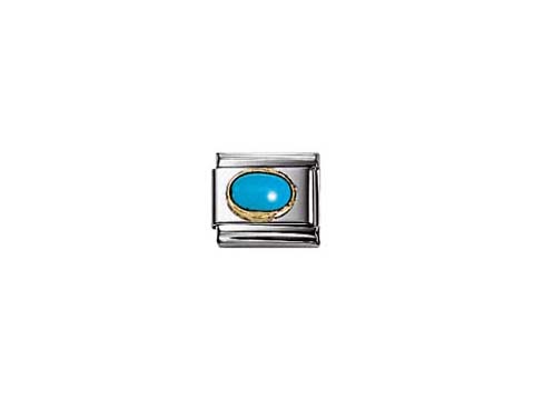 Ovaler türkisfarbener Stein eingefasst in einem silbernen Rahmen von NOMINATION Classic STEINE. Ideal zur Ergänzung von Armbändern oder Schmuckstücken.