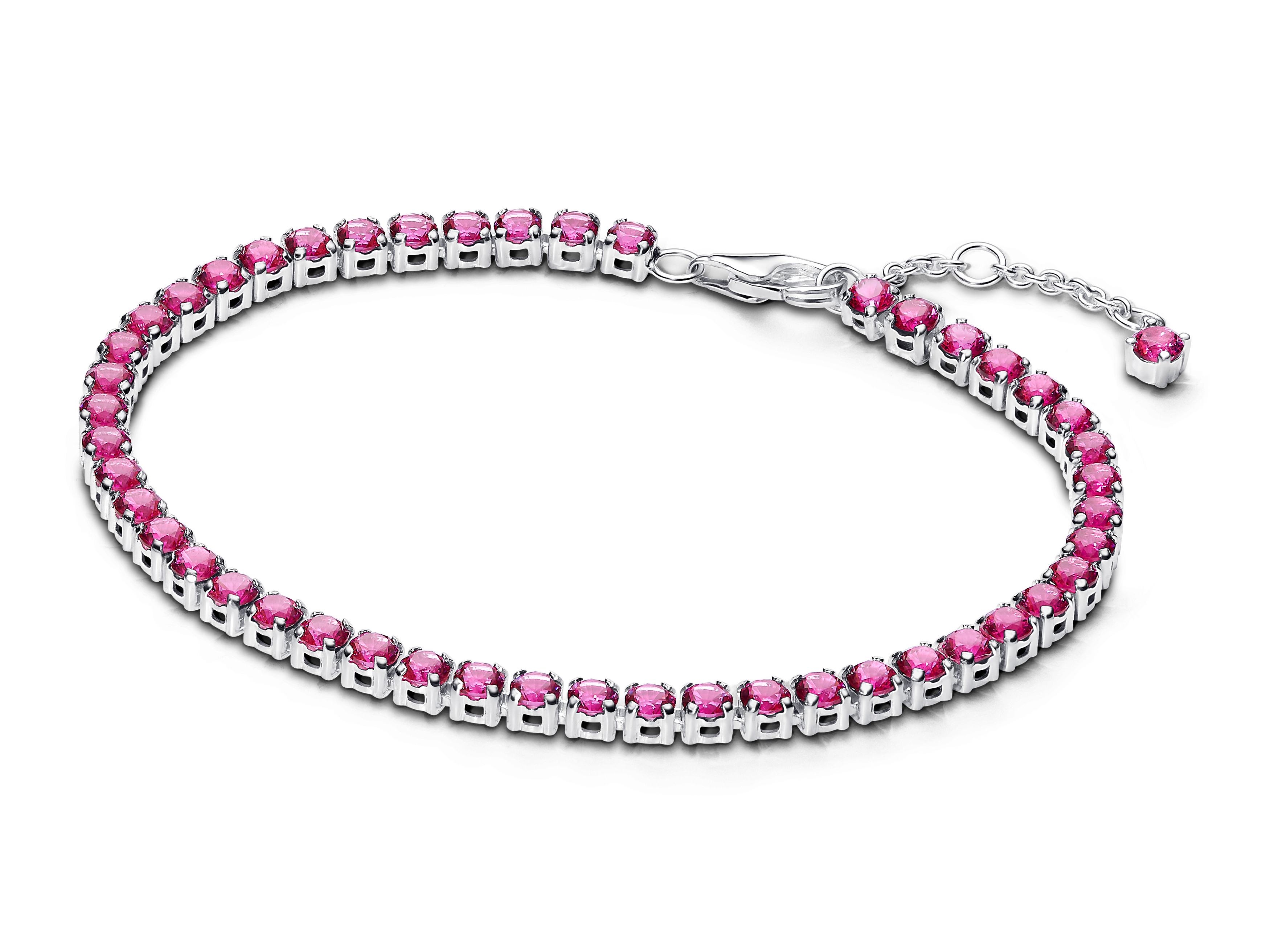 Pandora 591469C04-18 - Funkelndes pinkes Tennisarmband - Sterling Silber - 18 cm