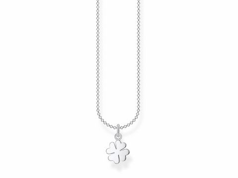 Charming Collection Kette mit Kleeblatt Anhänger aus Silber, Länge verstellbar von 38 bis 45 cm, elegantes Design von Thomas Sabo, ideal für den täglichen Gebrauch.
