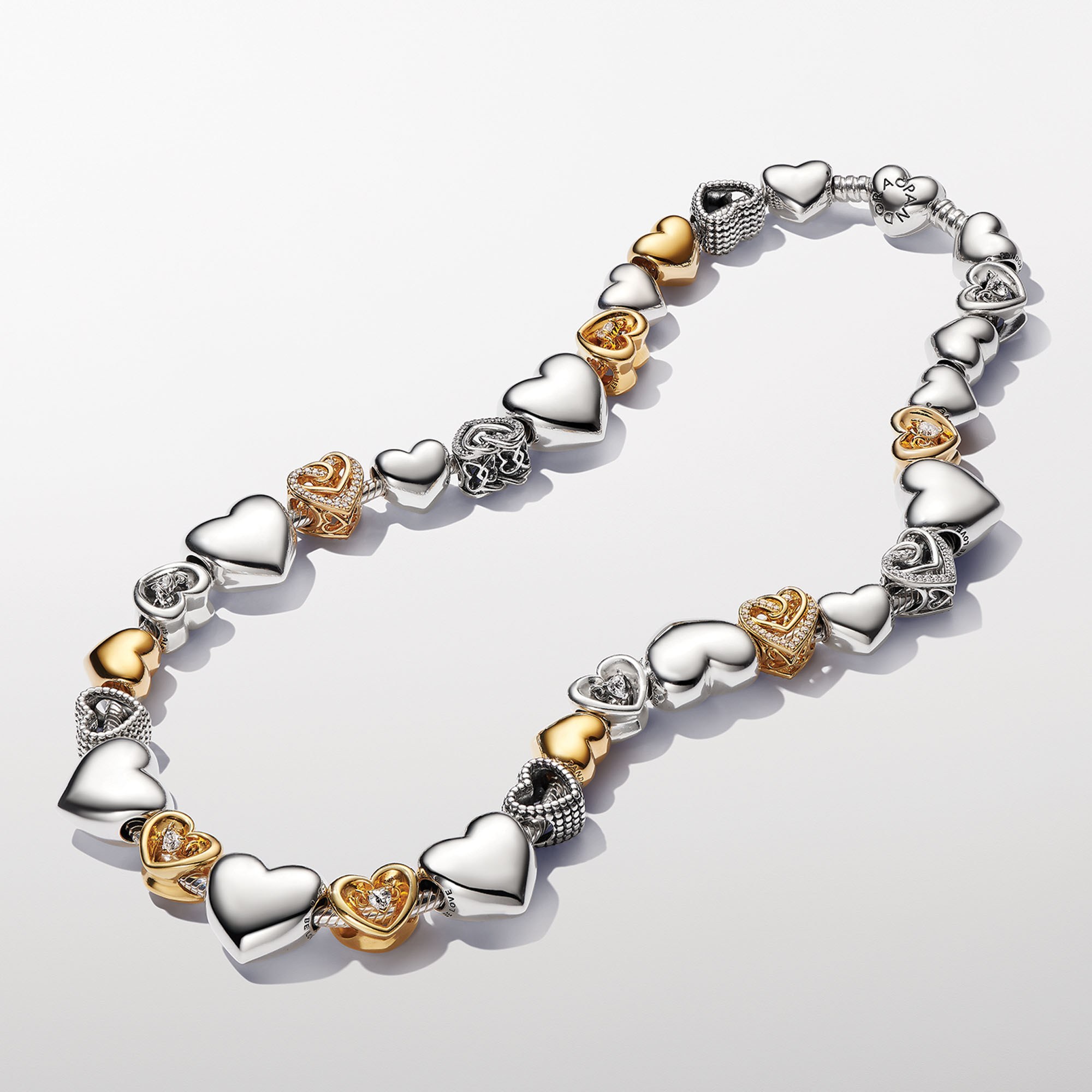 Pandora Schlangen-Gliederhalskette mit Herzverschluss - Sterling Silber - 45 cm – Ansicht 3