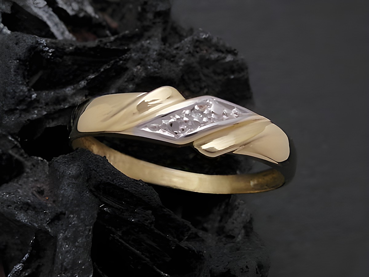 Gold Ring klassisch Gold 333 bicolor mit Diamanten, Goldring Größe 53 bis 54 17,5, Hersteller Juwelier Harnisch, elegant und zeitloses Design.