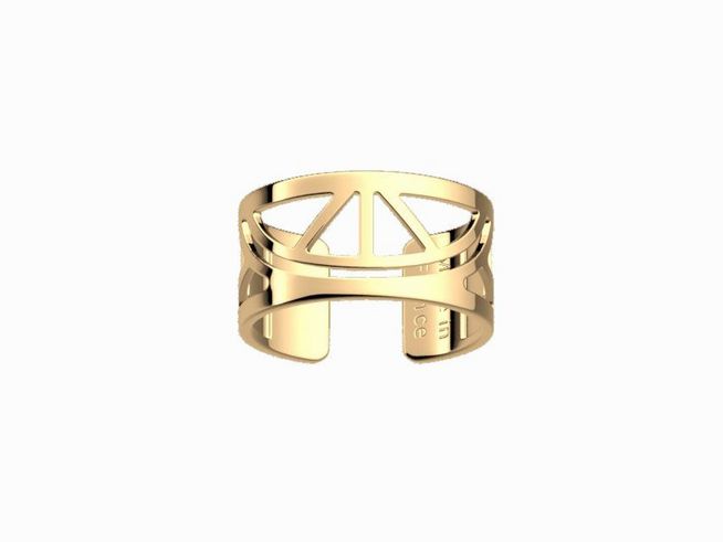 Ein eleganter Ring von Les Georgettes in Gold mit einem modernen Design und einer Öffnung in mittlerer Breite. Der Ring hat ein gelbgoldenes Finish und ist in der Größe 56-58 erhältlich.