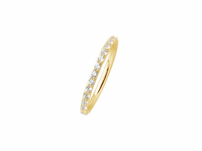 Xenox Sterling Silber Ring XS7389G/50 in Krappen Gold vergoldet Größe 50. Zartes Design mit funkelnden Steinen, ideal für jeden Anlass. Elegant und zeitlos.