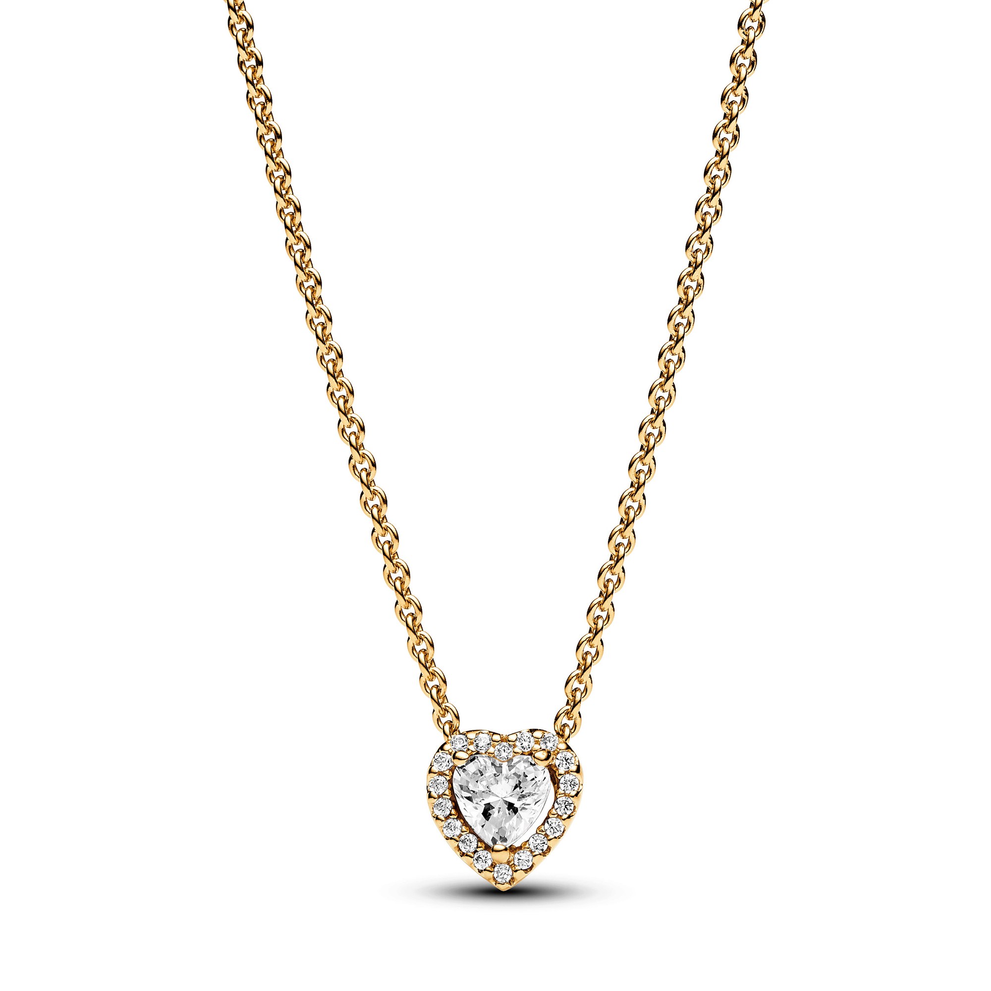 Pandora Funkelndes Herz Collier-Halskette - Gelbgold verg. - Zirkonia klar - 45 cm