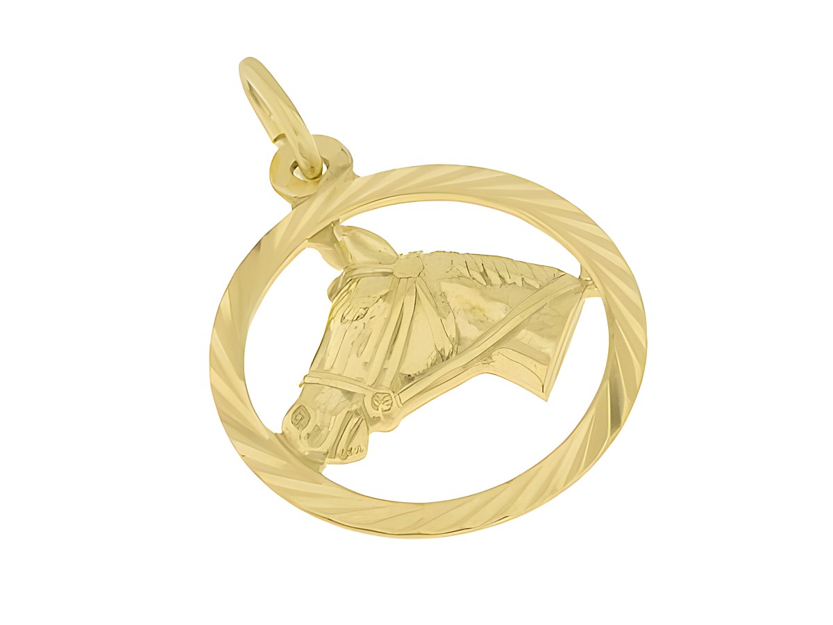 Pferdekopf Anhänger aus 585 Gold, ca. 2,1 cm, mit feiner Detailarbeit im Reitsportdesign, Hersteller Juwelier Harnisch, ideal für Tierliebhaber und Reitsportfans.